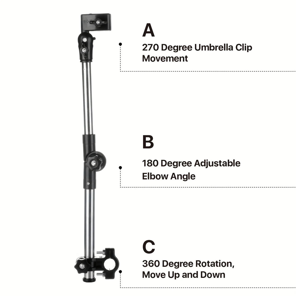 Adjustable Stainless Steel Umbrella Stand for Wheelchairs and Bicycles Rainproof Equipment, Multi-function Umbrella Stand