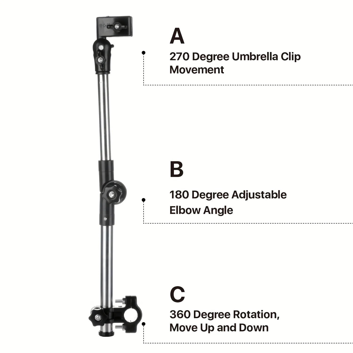 Adjustable Stainless Steel Umbrella Stand for Wheelchairs and Bicycles Rainproof Equipment, Multi-function Umbrella Stand