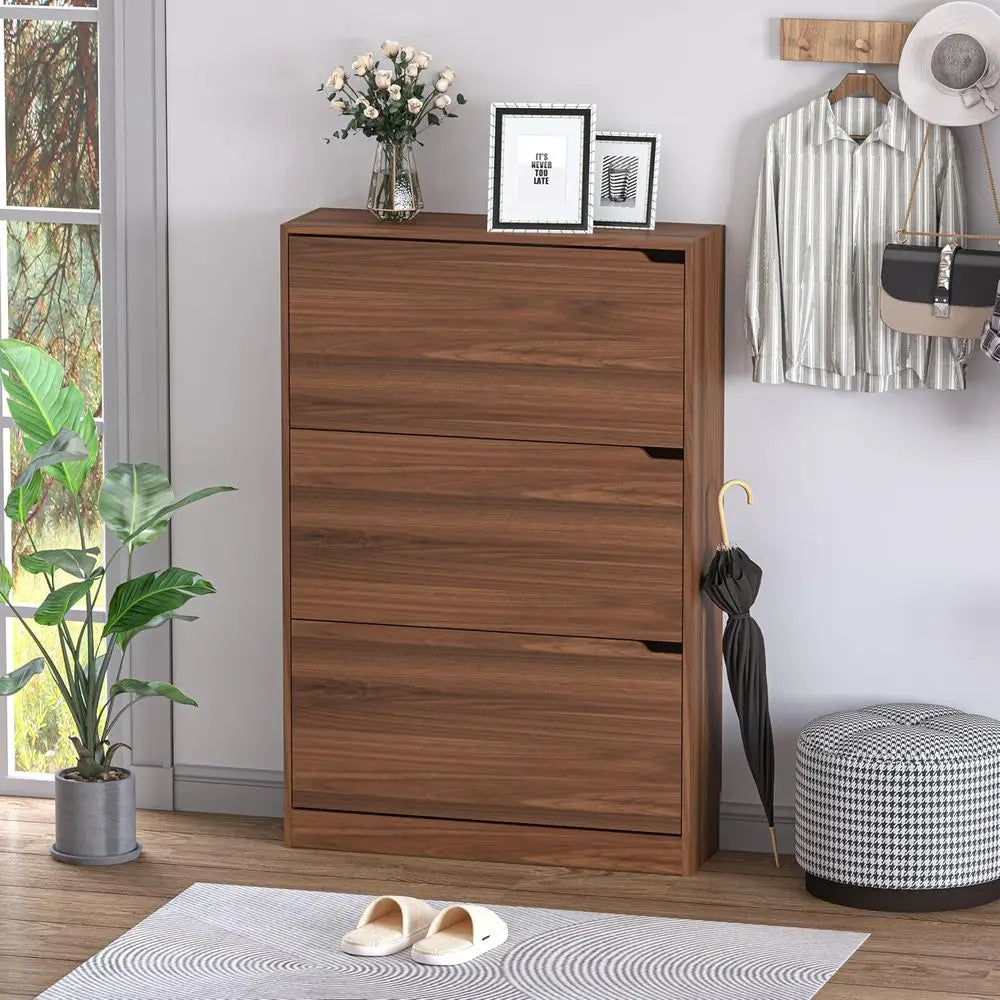 Space-Saving Slim Shoe Cabinet with Adjustable Shelves for Entryway and Closet Storage