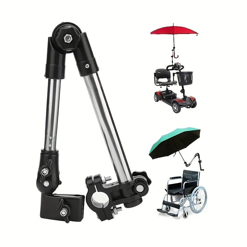 Adjustable Stainless Steel Umbrella Stand for Wheelchairs and Bicycles Rainproof Equipment, Multi-function Umbrella Stand
